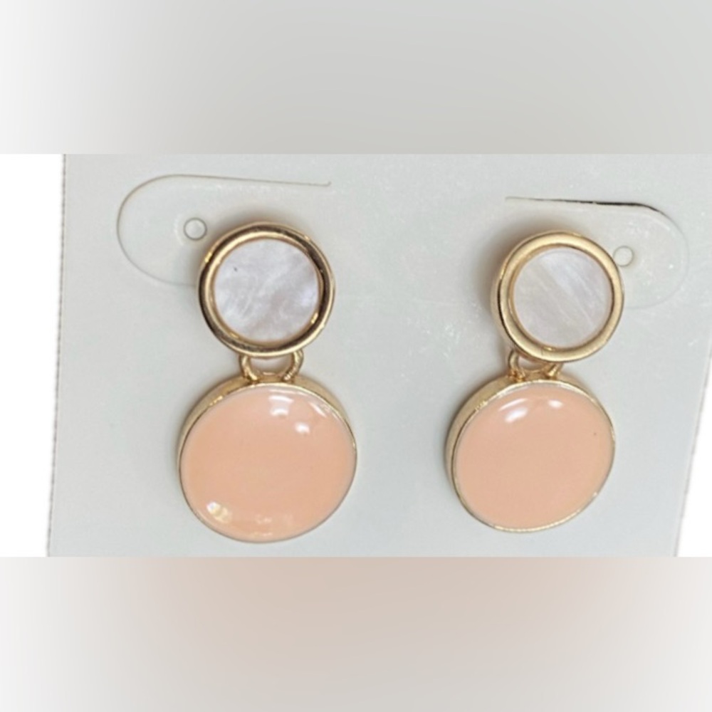 Drip Glazed Earrings - Peach, Ivory, Gold